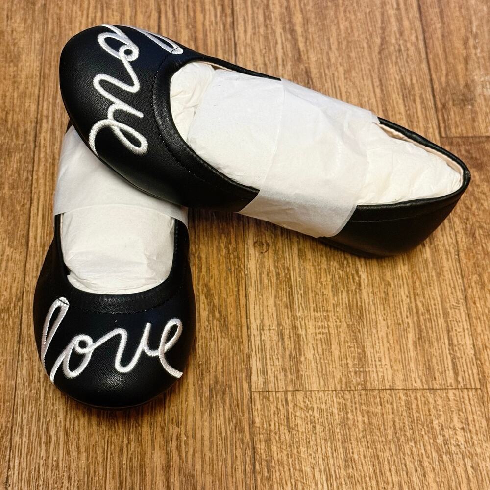 ED by Ellen Degeneres Langlee Love Ballet Flats in Black White Size 11.5